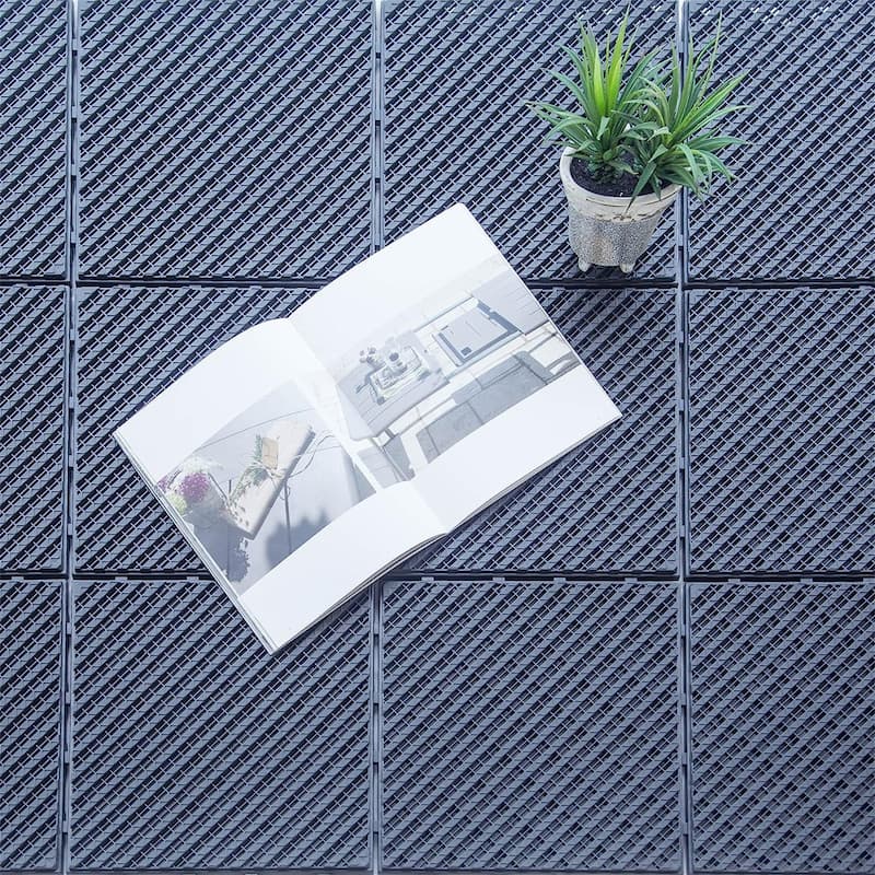 12"x12" Patio Square Composite Interlocking Decking Tiles (Pack of 27)