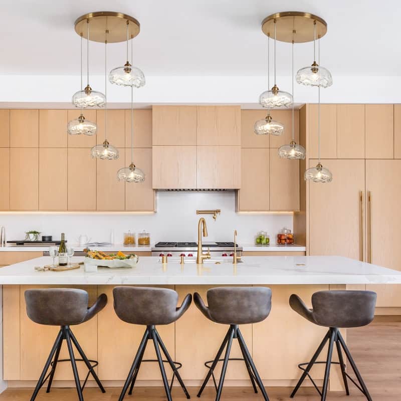 Modern 5-Light Chandeliers Gold Cluster Island Pendant Lights for Dining Room - W22" x H67.6" Max