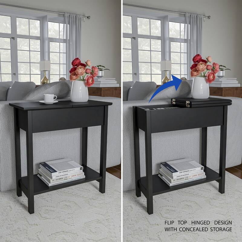 Hastings Home Flip Top End Table with Storage - 22.75” x 11” x 24”