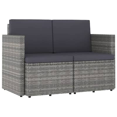 vidaXL 2 Seater Sofa Couch with Cushions Patio Wicker Love Seat PE Rattan