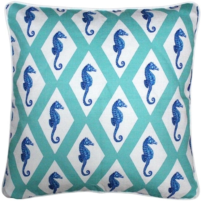 Capri Argyle Seahorse Throw Pillow - Feather Down