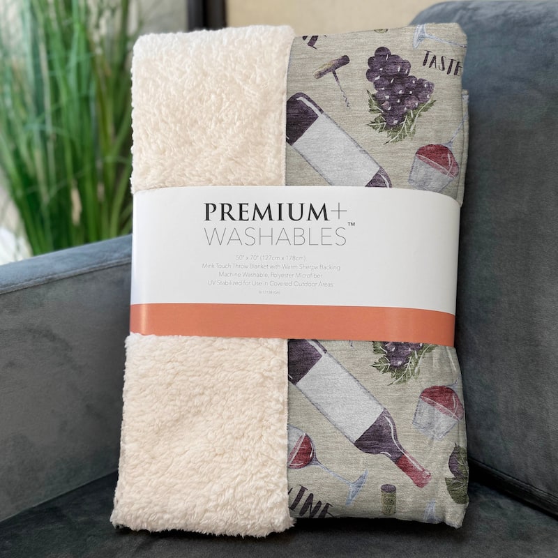 Premium Machine Washable ASB169 Wine Party Sherpa Throw Blanket