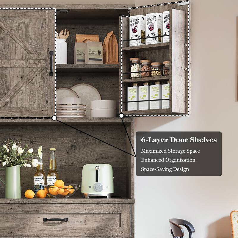 Pocassy Kitchen Pantry Storage Cabinet with 6 Hanging Shelves