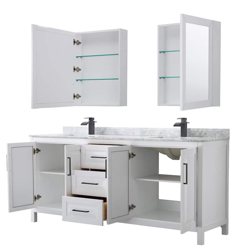 Daria 80-inch Double Vanity, Marble Top, Medicine Cabinets