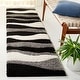 preview thumbnail 21 of 25, SAFAVIEH Florida Shag Cirilla Abstract Wave 1.2-inch Thick Rug 2'3" x 11' Runner - Grey/Black - Runner
