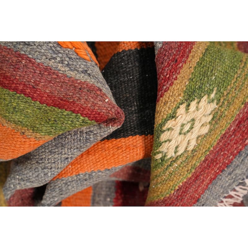 Hand Woven Oriental 100% Wool Carpet Southwestern Tribal Multi-Colored Kilim Area Rug - 11' 5'' X 6' 2''