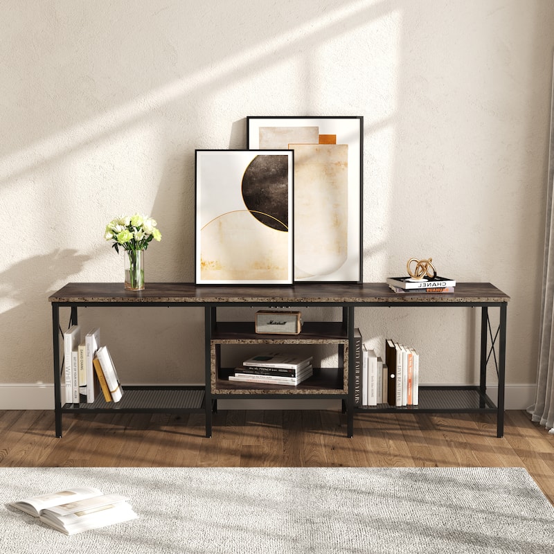 TV Stand Console Entertainment Center with Storage Shelves