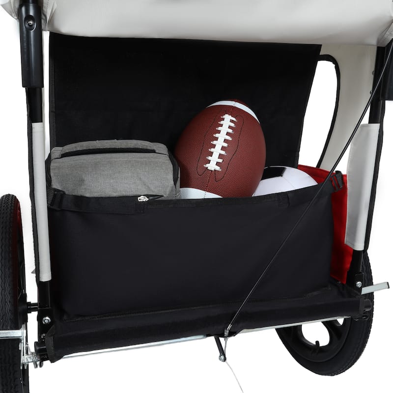 2-In-1 Double 2 Seat With Bike Trailer Jogger Stroller Foldable Collapsible W/Pivot Front Wheel, Storage Bag