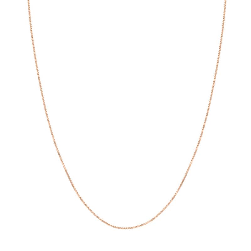 Curata 14k Rose Gold 1.05mm Round Wheat Chain Necklace (Lobster)