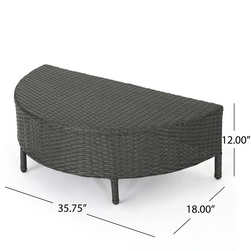 Newton Outdoor Half-Round Coffee Table - Wicker - Gray by Christopher Knight Home