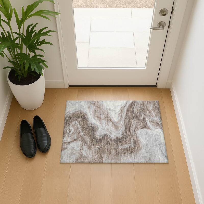 Premium Washable Super Soft Modern River Mayfield Rug - Taupe - 1'8" x 2'6"