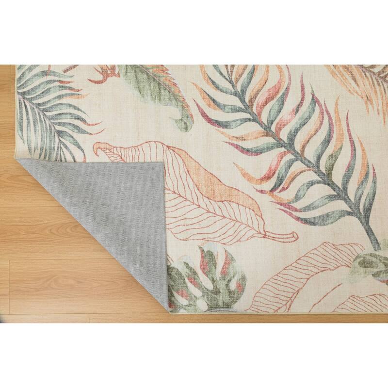 Florida Tropical Leaves Pattern Polyester Modern Area Rug