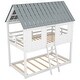 preview thumbnail 9 of 7, Low Twin over Twin Bunk Beds with Roof and Fence-Shaped Guardrail - Safe and Stylish