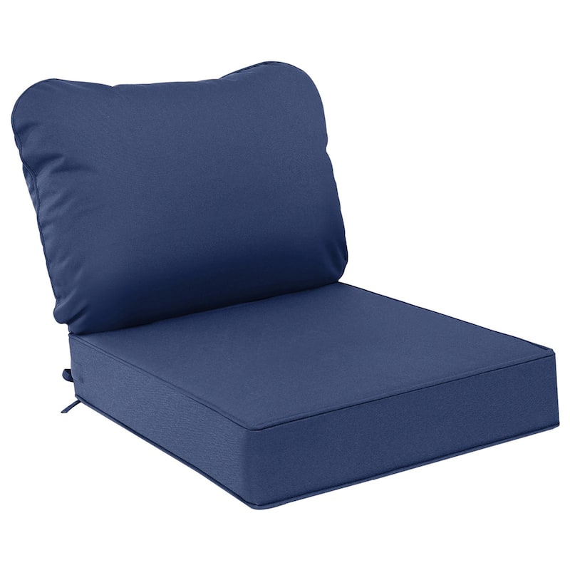 Waterproof Outdoor Deep Seat Cushion Set for Patio Furniture and Chairs - 25.5x25.5x5+25.5x19 - Navy Blue