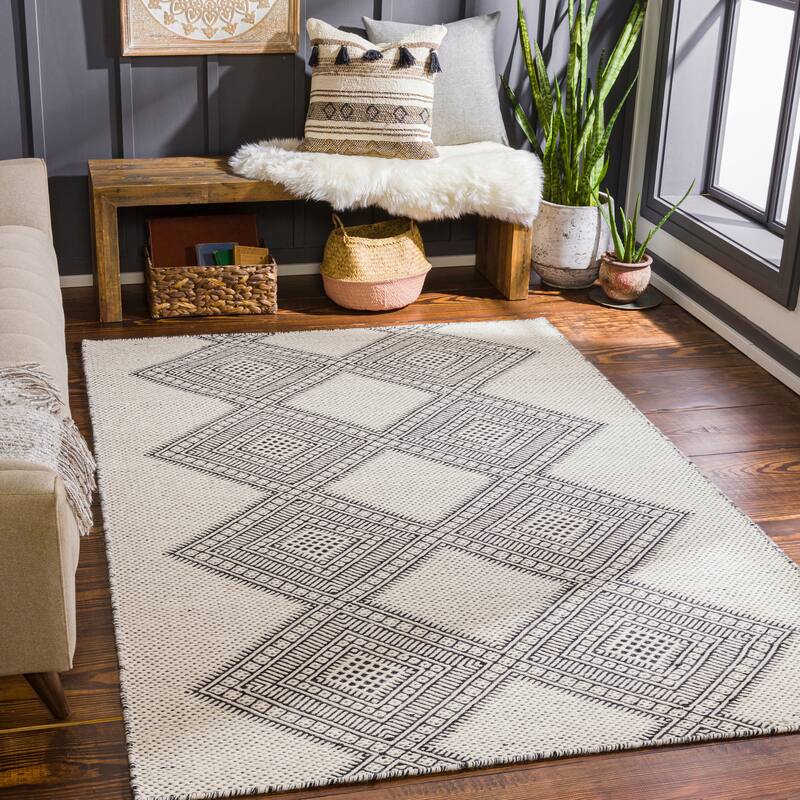 Artistic Weavers Bonolo Handmade Wool Boho Area Rug - 6' x 9' - Black/Ivory