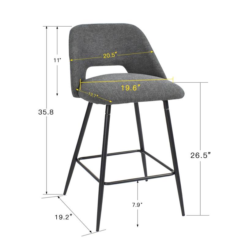 Upholstered Modern Bar Stool (Set of 2)