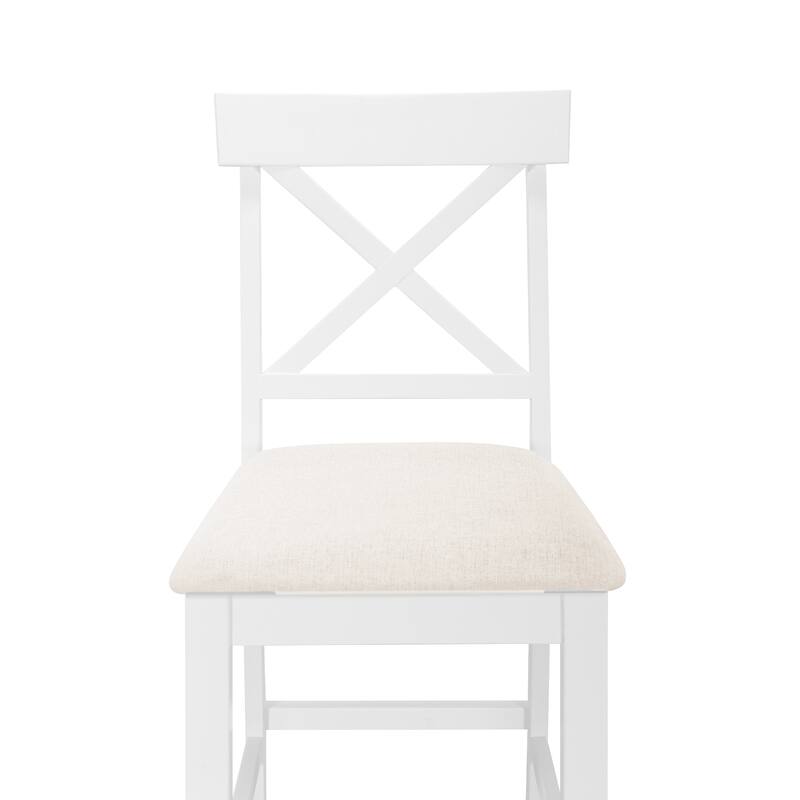 Wood Dining Table Set with 3-Tier Storage Shelves, 5-Piece Kitchen Table Set with Upholstered Dining Chairs