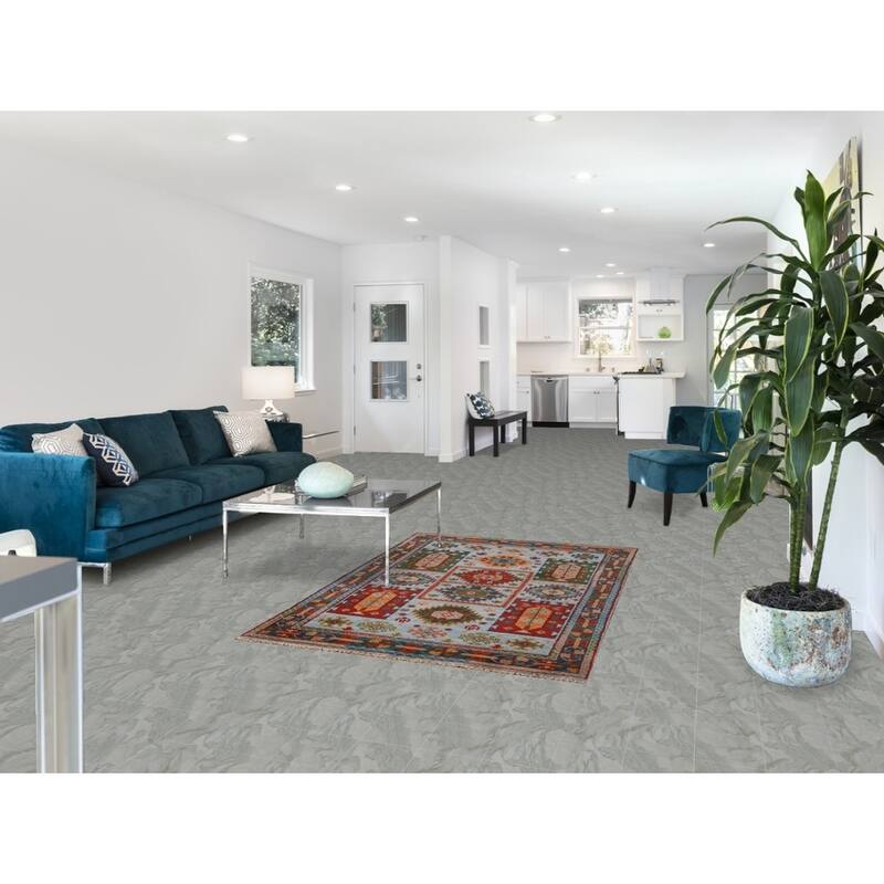 Blue Geometric Oushak Oriental Area Rug Hand-Knotted Wool Carpet - 3'11"x 5'11"