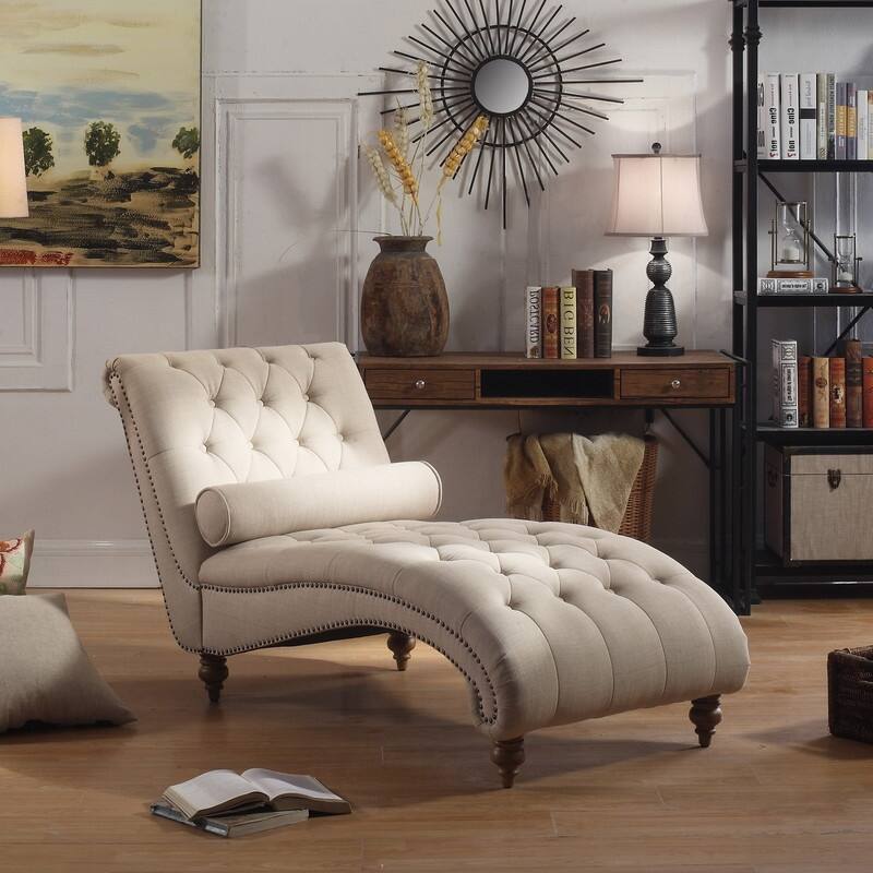 Jacinto Tufted Chaise Lounge Chair - Beige