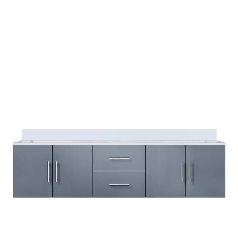Geneva 72 in. W x 22 in. D Dark Grey Double Bath Vanity and White Quartz Top