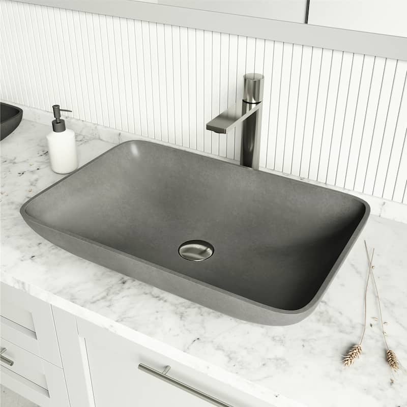 VIGO 1.75" W Vessel Bathroom Sink Pop-up Drain and Mounting Ring in Brushed Nickel