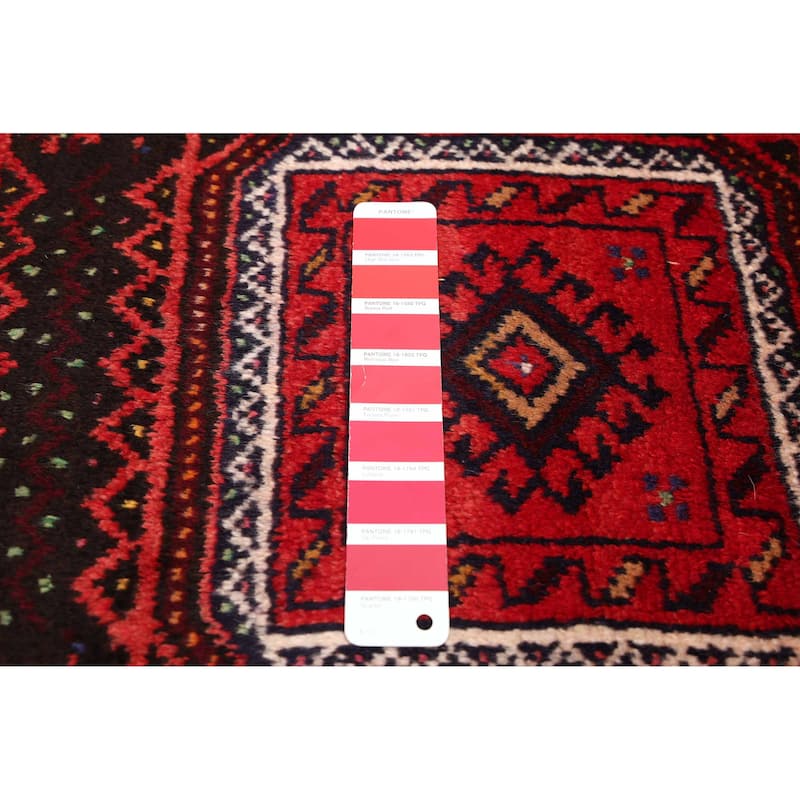 ECARPETGALLERY Hand-knotted Baluch Red Wool Rug - 3'1 x 6'4