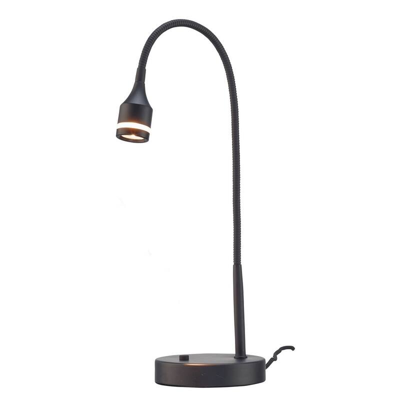 HomeRoots 18" Black Metal Adjustable LED Desk Lamp - 11 x 17 x 18