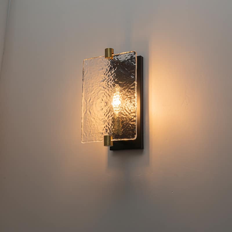 Hammered Glass Wall Sconce Modern Industrial Accent Light