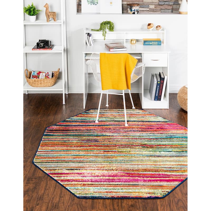 Contemporary Chorisia Collection Area Rug - 5'3"x5'3" Octagon - Multi