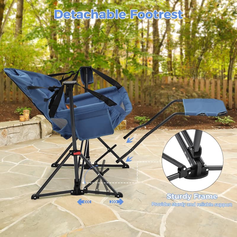 Hammock Camping Chair with Footrest, Outside Foldable Portable Rocking Chairs
