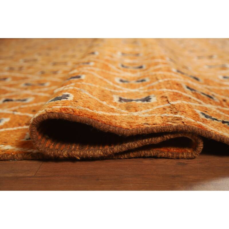 Trellis Moroccan Oriental Area Rug Handmade Orange Wool Carpet - 6'10" x 9'9"