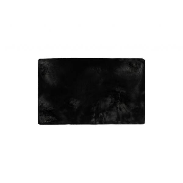 Luxe Faux Rabbit Fur Rectangular Rug 3' X 5' - Black Luxe Faux Rabbit Fur Rectangular Rug 3' X 5' - Black