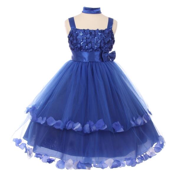 Shop Little Girls Royal Blue Sequin Floating Petals Flower Girl