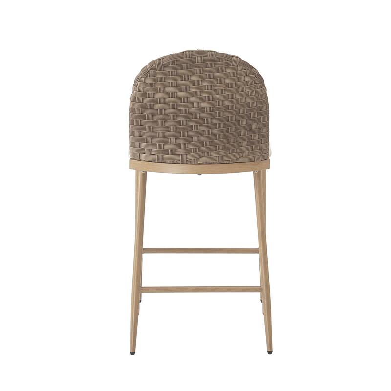 Christopher Knight Home - Isolde Farmhouse Upholstered Armless Barstool in Iron & Rattan (Set of 2)