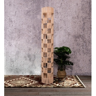 2-Lights handcrafted Natural Modern Rattan Floor Lamp - 47" Tall