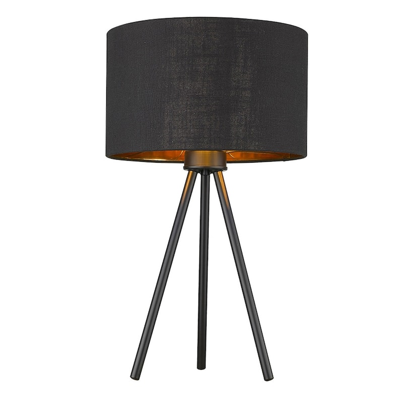 22 Inch Metal Tripod Table Lamp with Drum Shade for Living Room - Black