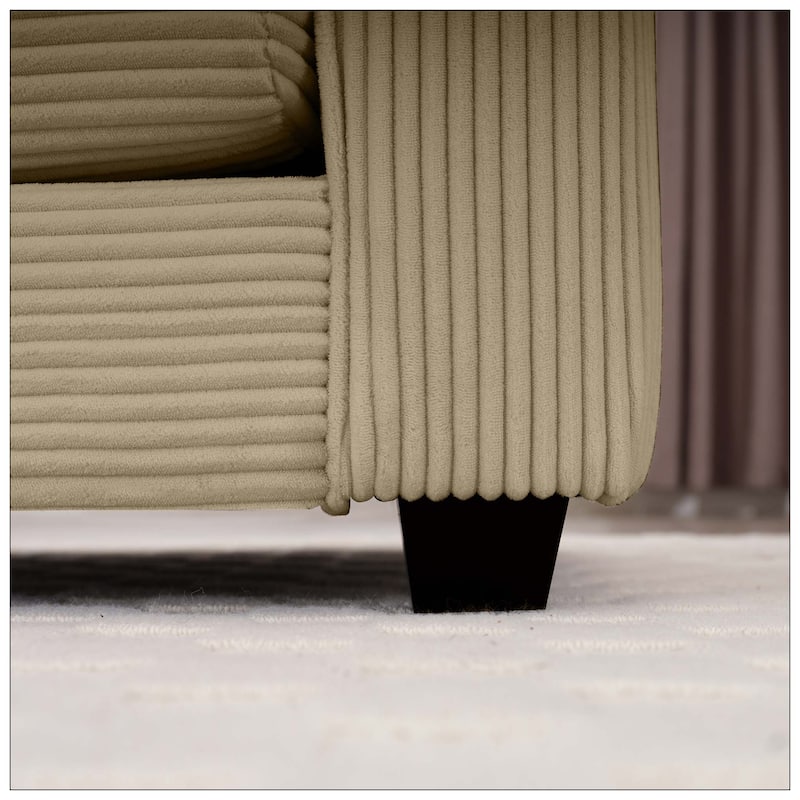 Corduroy Accent Chair Deep Seat Sofa With One Pillow for Living Room