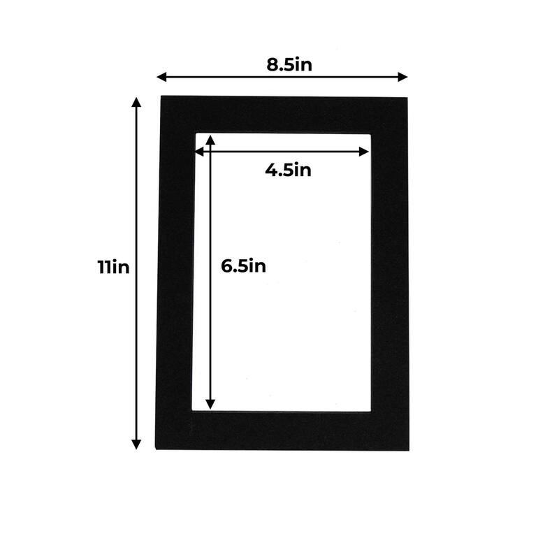 8.5x11 Mat for 5x7 Photo Black with Black Core Matboard for Frames