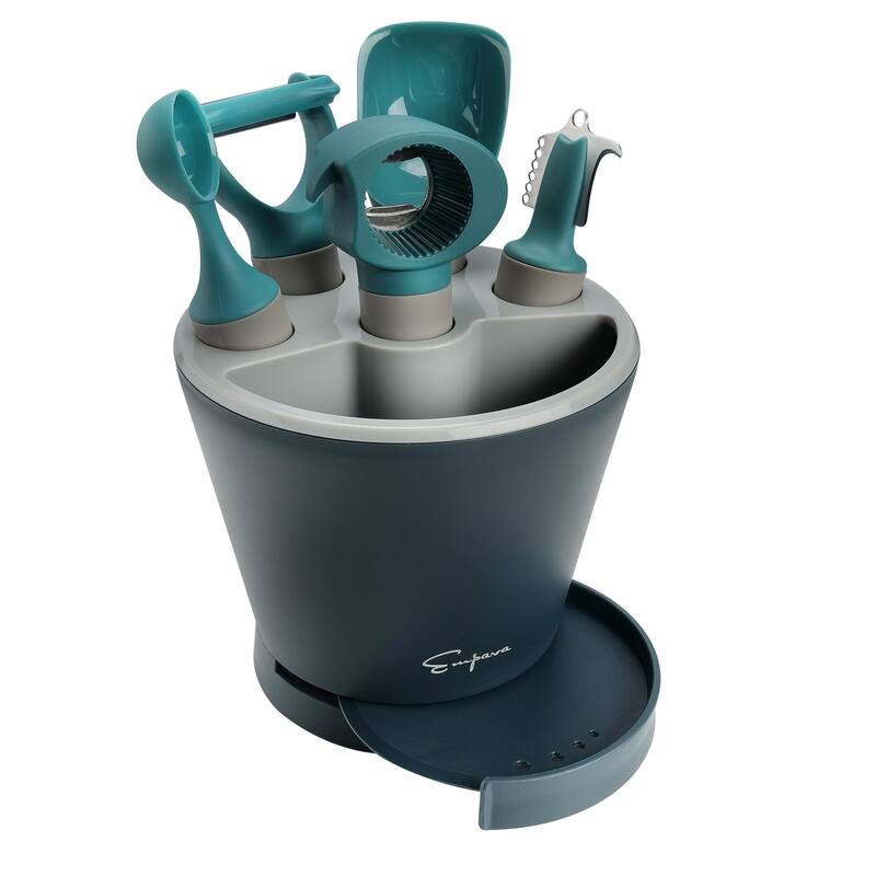 Crock Sets with 5 Pieces Kitchen Gadgets with Herb Cutter, Melon Baller, Ice Cream Scoop, Y-peeler, Lemon Zester, Bottle Opener