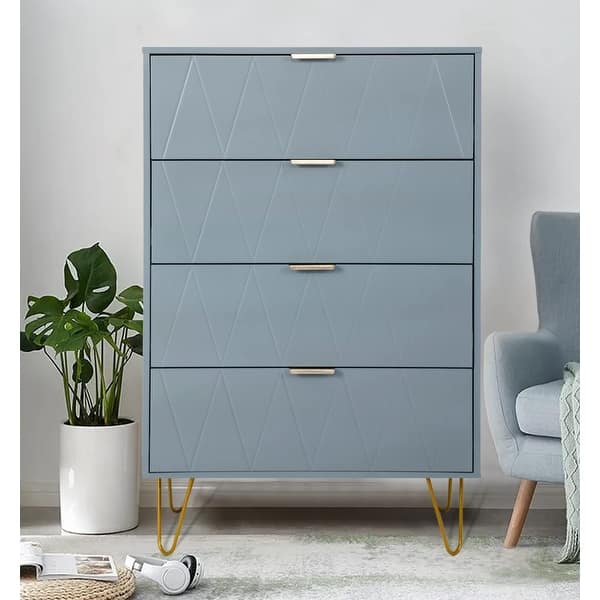 Blue Dresser for Bedroom with 4 Drawers, Modern Tall Chest of Drawer Wooden Storage Cabinet Organizer - as picture - Bed Bath & Beyond - 37668913 Blue Dresser for Bedroom with 4 Drawers, Modern Tall Chest of Drawer Wooden Storage Cabinet Organizer - as picture - Bed Bath & Beyond - 37668913