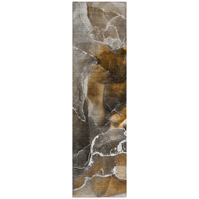 Almona Artistic Abstract Weather Resistant Sleek Contemporary Outdoor Rug