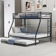 preview thumbnail 13 of 30, Twin over Full Metal Bunk Bed with Twin Trundle, Two-Side Ladders, and Sturdy Steel Frame Black