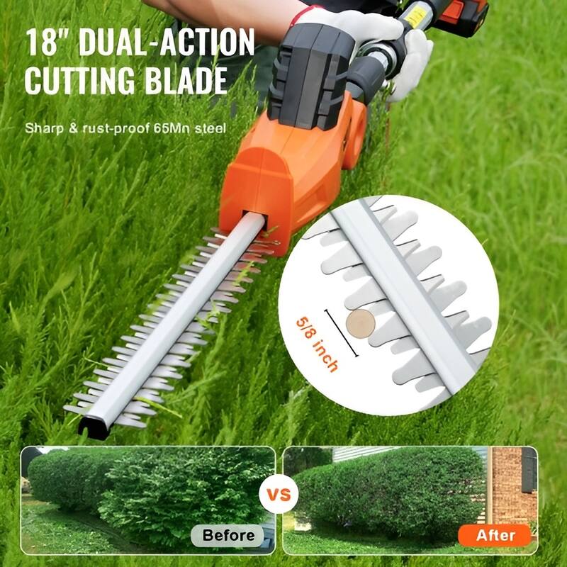 Orange Steel Telescopic Trimmer 18" Blade, 5 Angle Rotating Head - 34.45 x 3.94x 5.91 inch