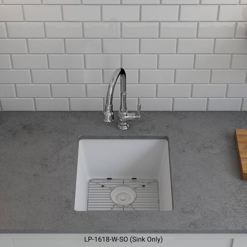 16 Inch Lexicon Platinum Quartz Composite Drop-in Undermount Single Bowl Galaxy White Kitchen Sink LP-1618-W-SO