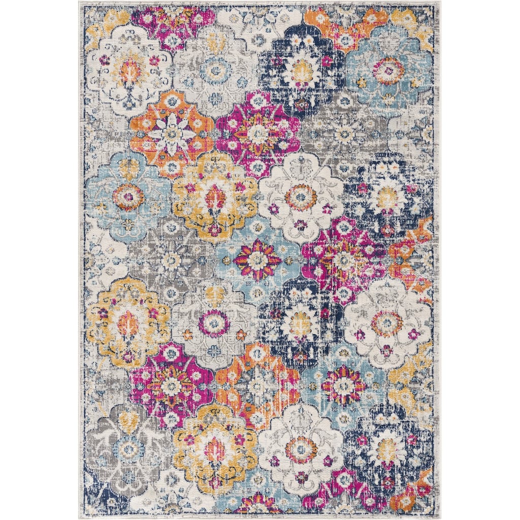 Riboc Geometric Non Skid Area Rug By HomeRoots - 8' Round