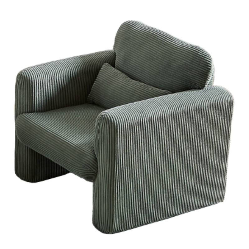 Modern Corduroy Accent Chair with Support Pillow, Set of 1