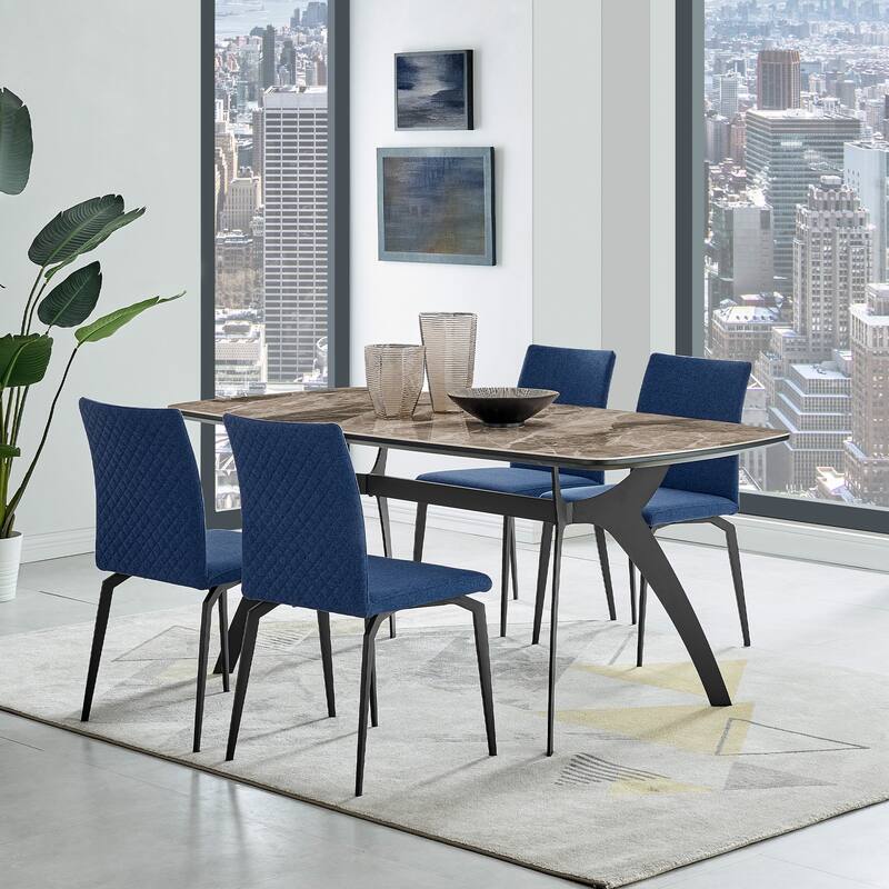 Lyon Fabric and Metal Dining Room Chairs - Set of 2