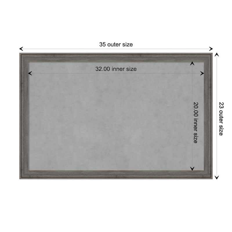 Amanti Art Regis Barnwood Grey Narrow Framed Magnetic Board - Board Size 32x20