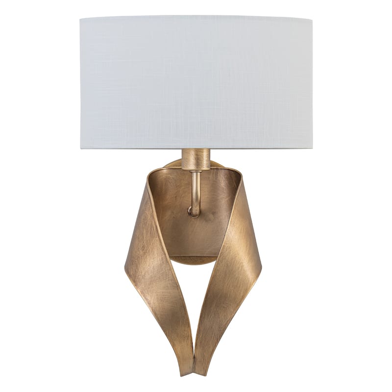 1-Light Half-Round Open Fabric Shade Metal Frame Wall Sconce Modern