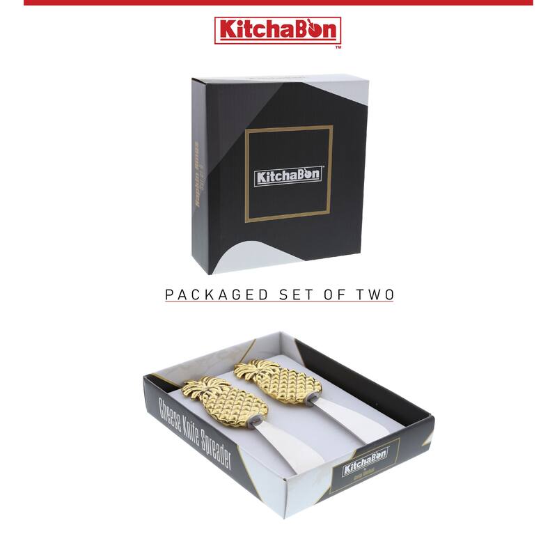 KitchaBon Gold Stainless Steel Cheese Spreader Set of 2 - Pineapple